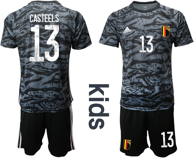 2021 European Cup Belgium black Youth goalkeeper #13 soccer jerseys